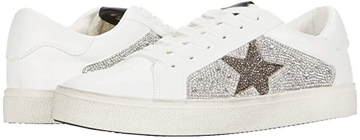 steve madden starling flatform sneakers in white and silver