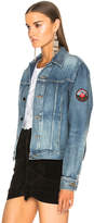 Thumbnail for your product : Saint Laurent Pleated Denim Jacket with Shoulder Patch