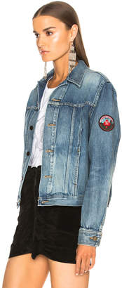 Saint Laurent Pleated Denim Jacket with Shoulder Patch