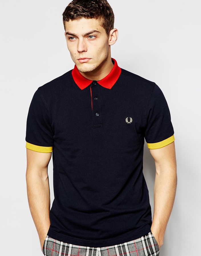 Fred Perry Polo Shirt with Contrast Collar & Cuff Slim Fit - ShopStyle