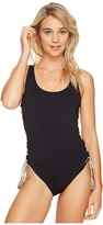 Thumbnail for your product : Vince Camuto Lace-Up Solids U-Neck One-Piece Women's Swimsuits One Piece