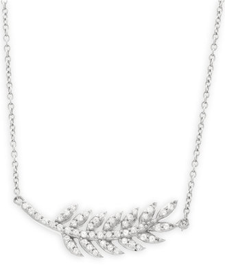 Wrapped wrappedTM Diamond Leaf Pendant Necklace in 10k White Gold (1/4 ct. t.w.), Created for Macy's
