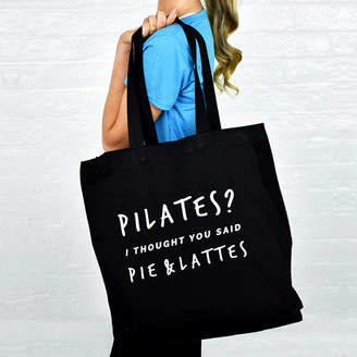 Ellie Ellie 'Pilates? Pie And Lattes' Gym Tote Bag