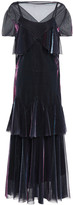 Thumbnail for your product : Maison Margiela Tiered Holographic Mesh Midi Dress