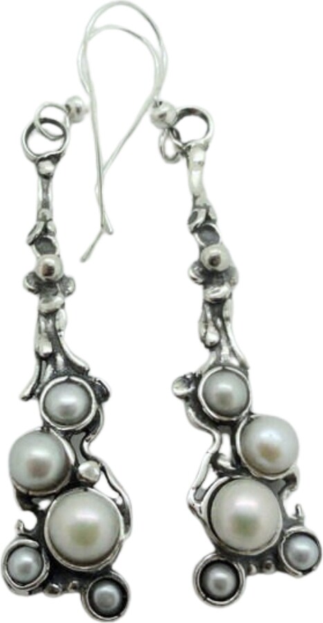Etsy sterling Silver Pearl Drop Earrings Hadar Jewelry Design