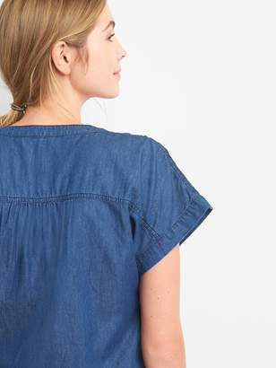 Gap Short Sleeve Lace-Up Denim Shirt
