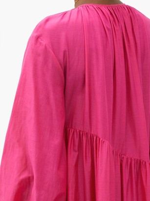 Matteau Asymmetric Cotton-blend Maxi Dress - Fuchsia