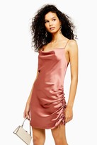 Thumbnail for your product : Topshop Rose Pink Ruched Mini Satin Slip Dress