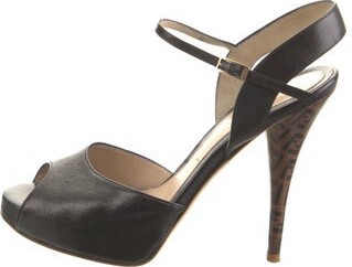 Fendi Zucca FF Logo Leather Sandals