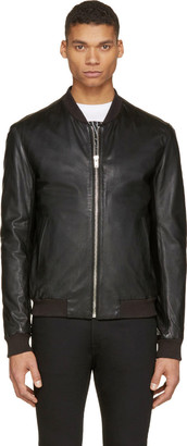 BLK DNM Black Leather Classic Bomber Jacket