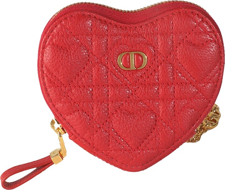 Dior Heart Coin Purse Christian Dior Red Leather Dioramour Caro - Main Image