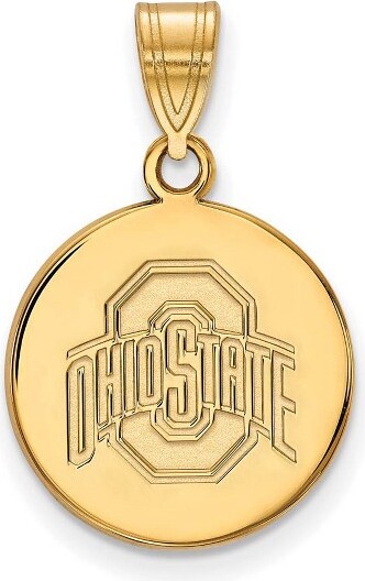 Black Bow Jewelry Co. BlackBowJewelry14kYellowGoldPlatedSterlingSilverOhioStateBuckeyesNCAAMediumDiscPendant