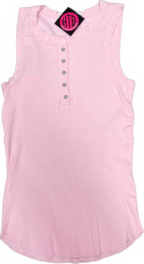 CROWN JEWEL Women's Henley Crew Tank In Blush