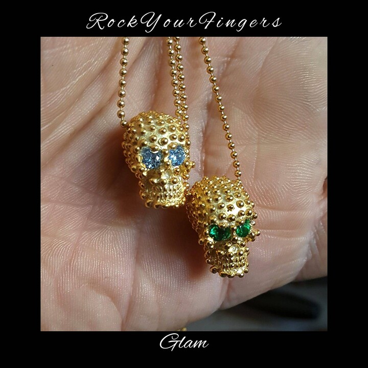 Etsy Silver Skull Pendant, Rock Biker Jewelry