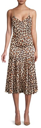 green leopard print slip dress