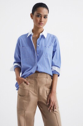 Reiss /White Grace Contrast Stripe Collared Shirt