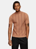 Thumbnail for your product : Topman Brown Stitch Turtle Neck Knitted T-Shirt