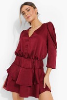 Thumbnail for your product : boohoo Frill Skirt V Neck Mini Dress