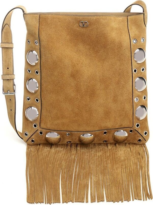 Valentino Nellcôte Fringed Edge Shoulder Bag