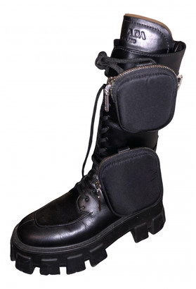 Prada Monolith Black Leather Boots