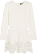 Thumbnail for your product : Lela Rose Guipure Lace-paneled Ponte Top