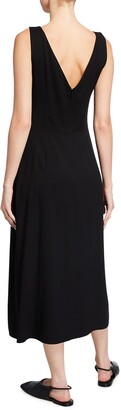 Vince Double Ruched V-Neck Sleeveless Dress