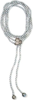 Michael Aram Orchid Lariat w/ Pearls & Diamonds in Black Rhodium Sterling Silver