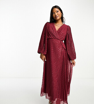Burgundy Wrap Dress | ShopStyle