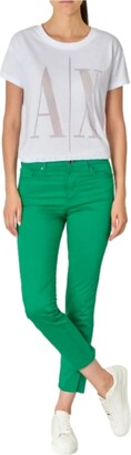 A|X ARMANI EXCHANGE womens Garment Dyed Super Skinny Slit Capri Denim Pants Jeans
