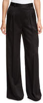 Thumbnail for your product : Alexander Wang T by Satin Suiting Wide-Leg Wrap-Front Pants w/ Side-Tie