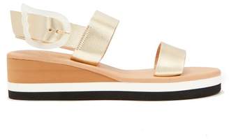 Ancient Greek Sandals Clio Rainbow Wedge Heel Leather Sandals - Womens - Gold