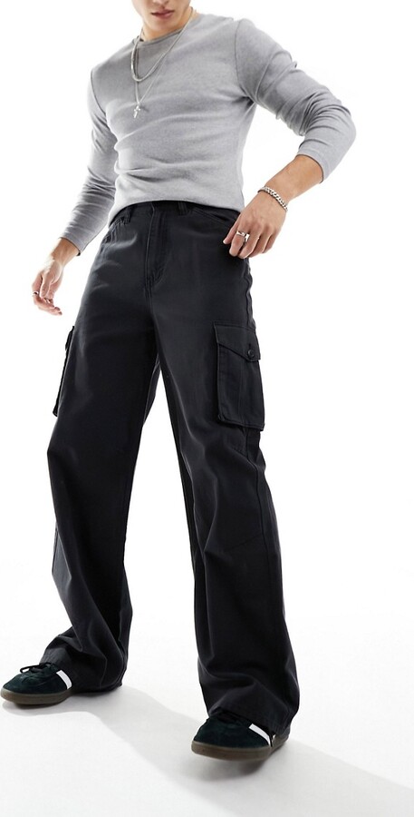 Collusion cargo trouser in black - ShopStyle Chinos & Khakis