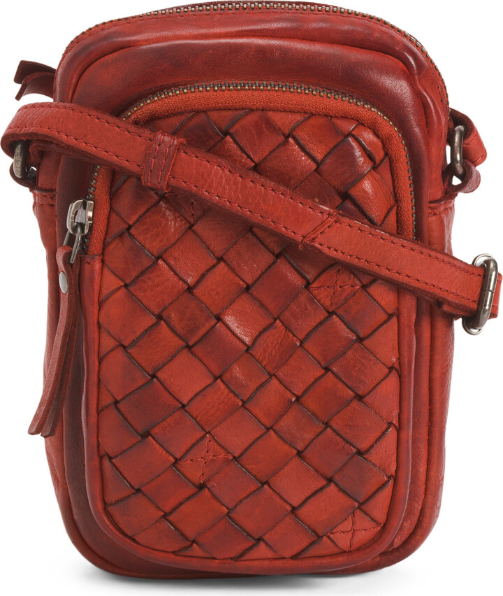 Genicci Leather Woven Phone Crossbody ShopStyle Shoulder Bags