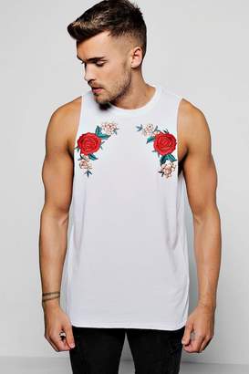 boohoo Rose Embroidered Tank with Drop Armhole