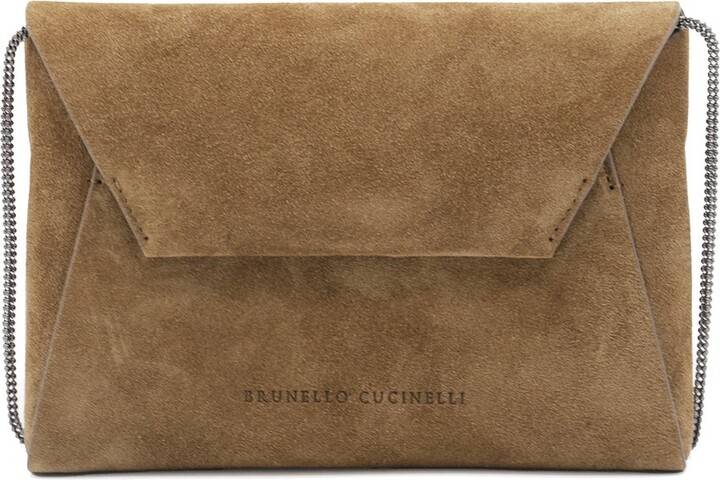 Brunello Cucinelli Logo Debossed Envelope Shoulder Bag