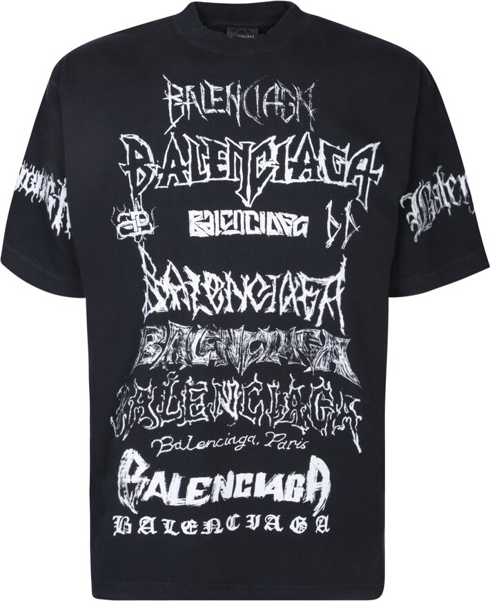 Balenciaga logo printed crew neck T-shirt - ShopStyle