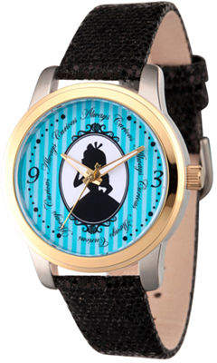 Disney Alice in Wonderland Womens Black Leather Strap Watch-Wds000356 Family