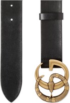 Thumbnail for your product : Gucci Leather belt with Double G buckle with snake