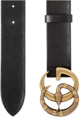 Gucci Leather belt with Double G buckle with snake