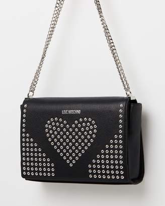 Love Moschino Heart Studded Leather Satchel Bag