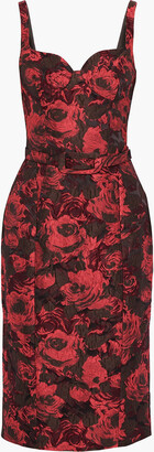 Michael Kors Collection Belted Brocade Dress