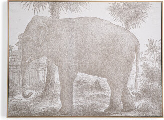 40x30 Vintage Elephant Journey Framed Canvas Wall Art | Wood
