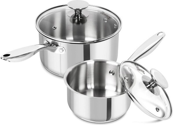 Michelangelo MICHELANGELOStainlessSteelSaucepanSetwithLids,1+3Quart