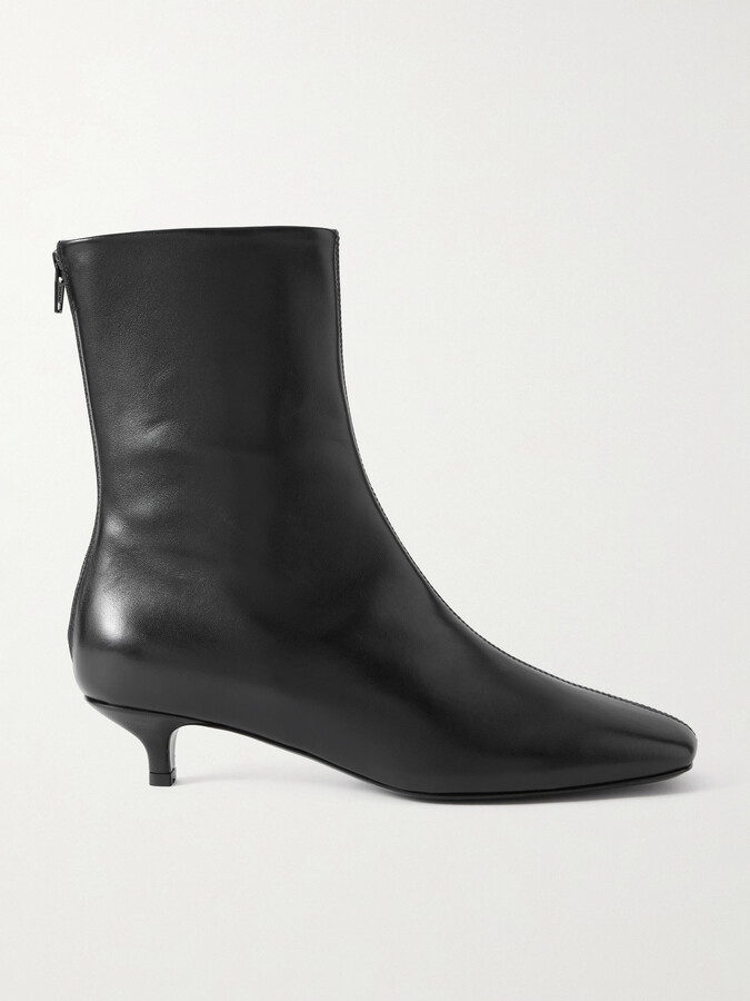 Totême Day Leather Ankle Boots - Black