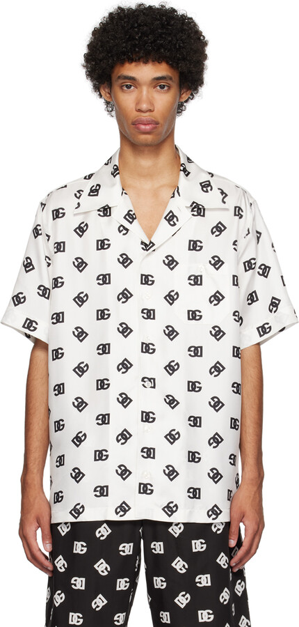 Cotton Hawaiian shirt with DG Monogram print in Multicolor