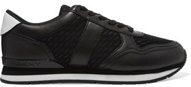 DKNY Jamie Leather And Mesh Sneakers
