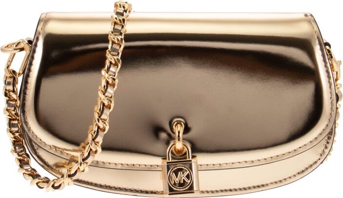 Michael Kors 35F2GNMC0L Carmen Small Pouchette Shoulder Handbag in Pale Gold