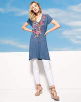 Thumbnail for your product : Johnny Was Plus Size Adeline Short-Sleeve Draped Long V-Neck Tunic