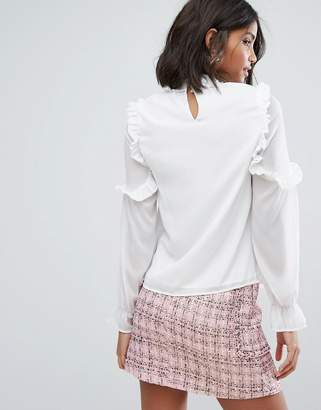 Sister Jane High Neck Blouse With Shirring Detail