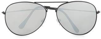 Topman Black Aviator Mirrored Sunglasses